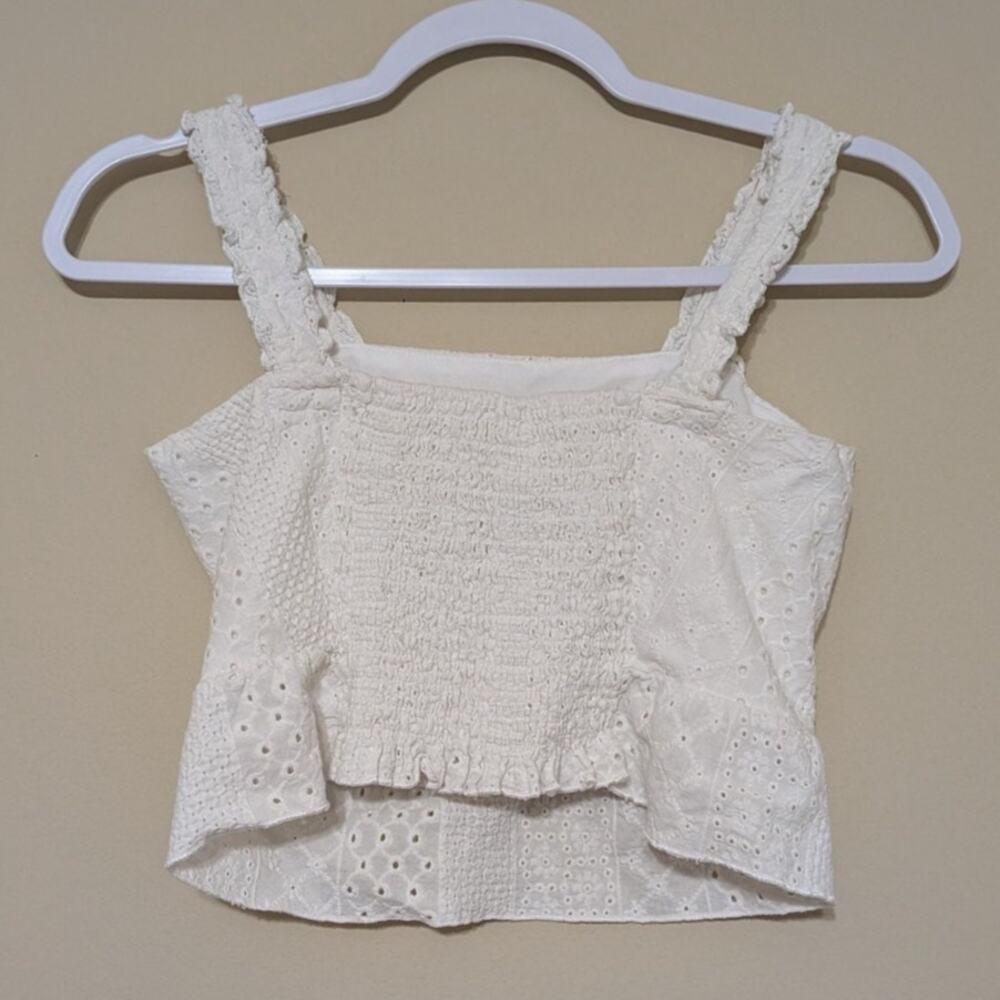 Urban Romantics Coquette Soft Girl White Eyelet Lace Crop Top - Picture 8 of 10